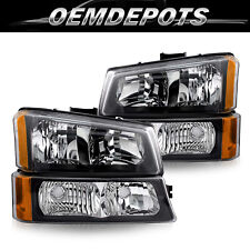 For 2003-2006 Chevy Silverado 1500 2500 3500 Black Pairs Bumper Lamps Headlights