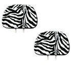 New 2pc White Zebra Tiger Print Headrest Covers Match Seat Covers Floor Mats