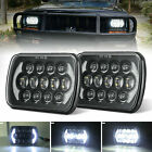 Pair 7x6 5x7 Led Headlights Halo H4 Hi-lo For Toyota Hilux 88-97 Pickup 82-95
