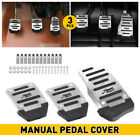 Silver Non-slip Manual Gas Brake Foot Pedal Pad Cover Car Accessories Parts 3pcs