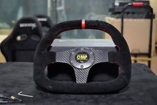 Omp 330mm 13 Suede Leather Carbon Fiber Flat Racing Sport Rally Steering Wheel