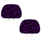 New 2pc Purple Zebra Tiger Print Headrest Covers Match Seat Covers Floor Mats