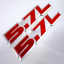 2x Red 5.7l Engine Emblems Badge For Chevy Gm Sbc 5.7l V8 350 Ls1 Ls6 Lt1 Mod