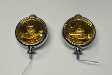5 Vintage Amber Lens Fog Lights W Crest 12v 35 Watts Pair. Fit All Classics