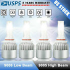 4x 9005 9006 Led Combo Headlight Kit Bulbs 6000k Cool White Cob High Low Beam