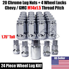 20 Chrome Acorn Lug Nuts 4 Wheel Locks 14x1.5 For Chevy Silverado Sierra 1500