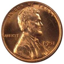 1951 D Lincoln Wheat Cent Bu Uncirculated Mint State Bronze Penny 1c Coin
