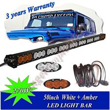 50inch Led Light Bar Dual Color Combo Off Road Suv Atv Boat Truck Pickup Roof 52