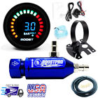 Manual Boost Controller Kit Blue Turbo Mbc 0-30psi With Boost Gauge Mount