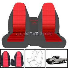 2pcs For 1998-03 Ford Ranger Front 6040 High Back Bench Seat Cover Black Red