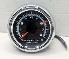 Vintage Sun Super Tach Ii 8000 Rpm Blueline Tachometer Adjustable Red Line