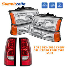 Chrome Headlights Red Tail Lights For 2003-2006 Chevy Silverado Avalanche 1500