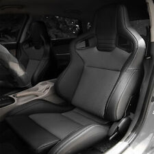2 Pcs Universal Black Car Racing Seat Pvc Leather Recline Seats W 2 Sliders