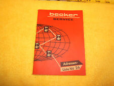 Mercedes 1960s W109 W111 Becker Radiowerke Gmbh. World Serivce Small 1 Booklet