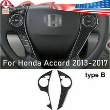 Carbon Fiber Steering Wheel Button Cover Trim For Honda Accord 2013-17 Type B