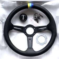 350mm Genuine Leather Low Deep Dish Racing Steering Wheel Fit For Momo Hub Omp H
