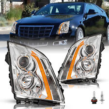 Halogen Type For 2008-2014 Cadillac Cts Ct-s Chrome Headlights Lhrh Wbulbs