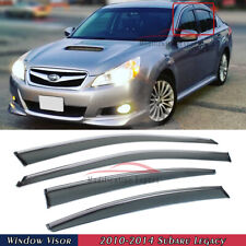 For 2010-14 Subaru Legacy Sedan Chrome Trim Smoke Tinted Window Visor Rain Guard