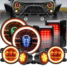 Rgb 7 Led Headlights Fog Turn Tail Brake Lights Combo For Jeep Wrangler Jk Jku
