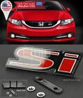 Oe Abs Front Si S-i Black Red Grill Emblem Nameplate Logo Badge For Honda Civic