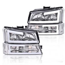 For 03-07 Chevy Silverado Avalanche Led Drl Headlights Bumper Lamps Chromeclear