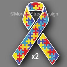 Set Of Two Autism Awareness 3 Ribbon Vinyl Decal Sticker Car