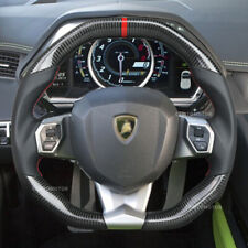 Real Carbon Fiber Smooth Leather Steering Wheel For 17-19 Lamborghini Aventador