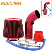 Aluminum Power Flow Hose 3 Car Cold Air Intake Filter Induction Pipe Kit Red