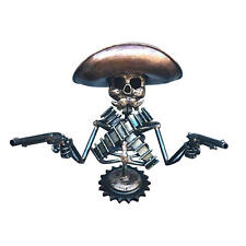 Metal Skeleton Car Hood Ornament Handmade Cowboy Skull Gunslinger Decoration
