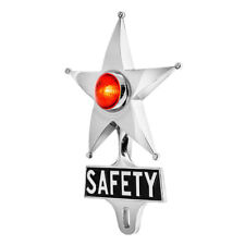 Hot Rod Red Led Jewel Lighted Chrome Safety Star Vintage Style License Plate Top