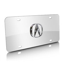 Acura 3d Logo On Chrome Stainless Steel Metal Auto License Plate