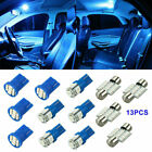 13pcs 8000k Blue Led Interior Lights Bulbs Kit Car Trunk Dome License Plate Lamp