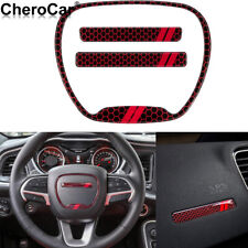 Red Black Steering Wheel Trim Cover For 15-21 Dodge Challenger Charger Durango