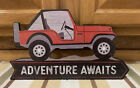 Jeep Sign Adventure Awaits Parts Service Garage Truck Gas Oil Bar Pub Lift Kit