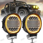 2x Round 5 Inch Led Work Light Combo Amber Drl Offroad 4wd Suv Bumper Fog Pods