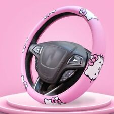Cute Girl Ladies Pink Hello Kitty Auto Car Steering Wheel Cover Universal 38cm