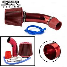 Aluminum Car Cold Air Intake Filter 3 Power Flow Hose Induction Pipe Kit Red