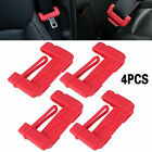 4pcs Car Seat Safety Belt Buckle Clip Silicone Anti-scratch Cover Red Universal