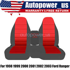 2 Front Seat Covers 6040 Black Red For 98-03 Ford Ranger Driver Passenger