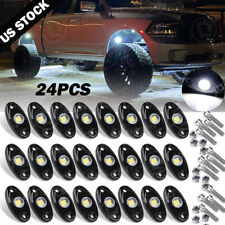 24pcs White Led Rock Light Pods Underbody Glow Lamp Offroad Suv Pickup Truck Utv