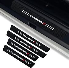 4pcs For Dodge Charger Car Door Sill Protector Reflective Carbon Fiber Sticker