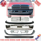 New Front Chrome Bumper Kit Grille Assembly For 1994-2002 Dodge Ram 1500-3500