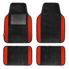 Car Floor Mats For Auto 4pc Full Set Carpet Semi Custom Fit Red Black W Gift