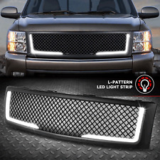Led Drl For 07-13 Chevy Silverado 1500 Matte Mesh Front Bumper Hood Grille