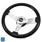 1967-1968 Chevy Black Wood Brushed Silver Steering Wheel W Ss Center Cap Kit