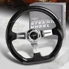 W-power 13.5 Real Carbon Fiber Grip 6hole Chrome 3-spoke Vintage Steering Wheel