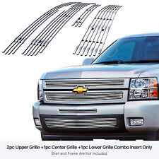 Fits 2007-2013 Chevy Silverado 1500 Chrome Billet Grille Insert Combo