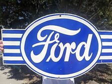 Large Vintage Ford Motor Company Die Cut Porcelain Dealer Sign 30 X 17