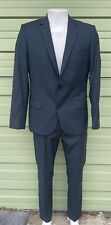 Hugo Boss Navy Blue Crosshatch Solid Slim Fit Suit Size 40r Blazer Pants B351