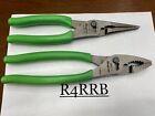 Snap-on Tools New 2pc Green Soft Grip Long Leverage Pliers Lot Set Ln47acf 49acf